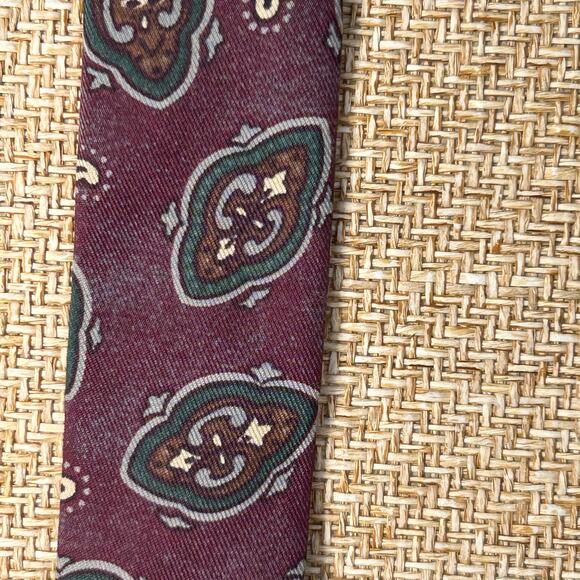 Trafalgar Suspenders Paisley Burgundy Leather Button On Braces USA Made - Picture 3 of 10